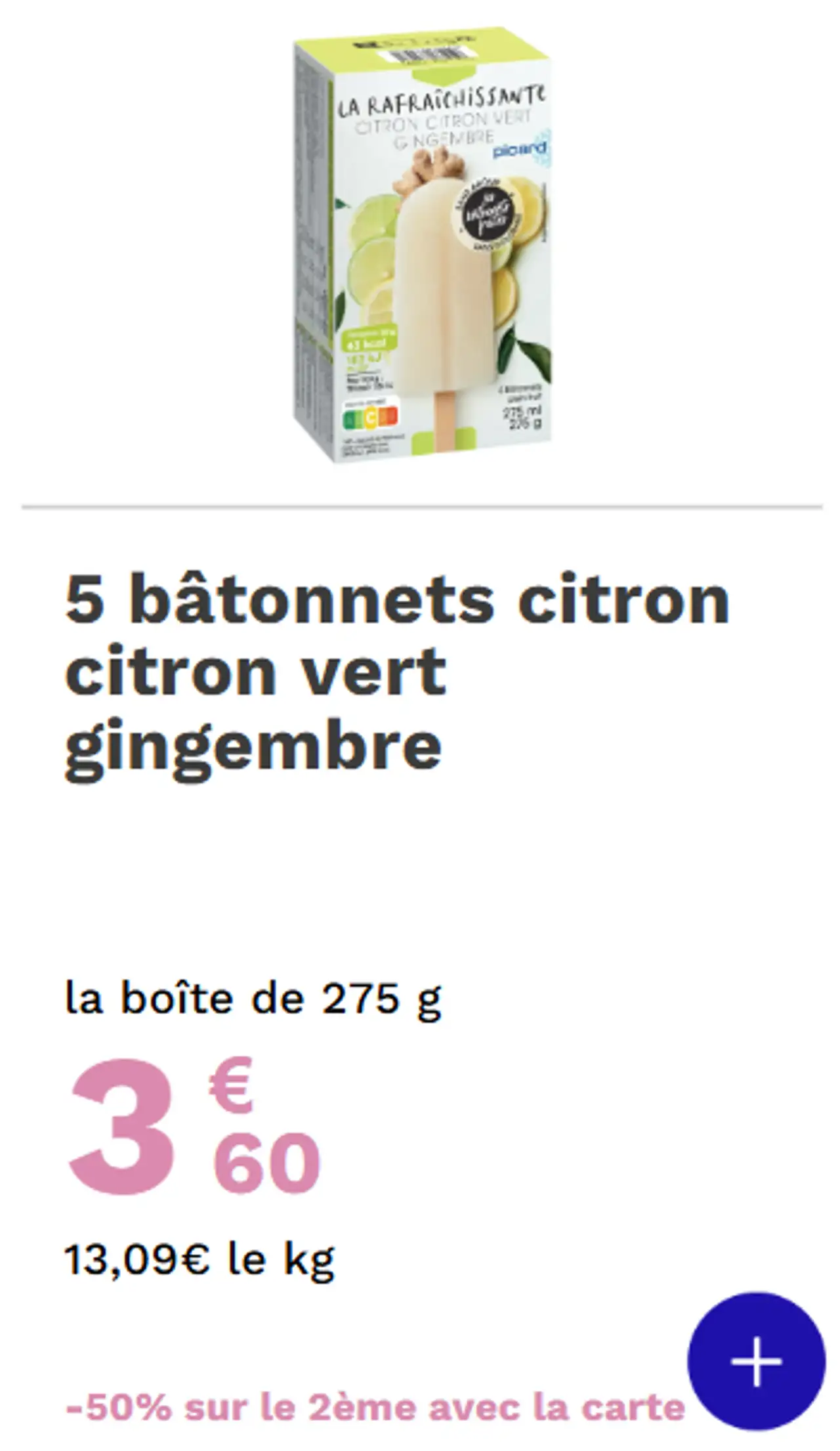 Picard 5 bâtonnets citron citron vert gingembre