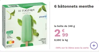 - Picard 6 bâtonnets menthe - Picard
