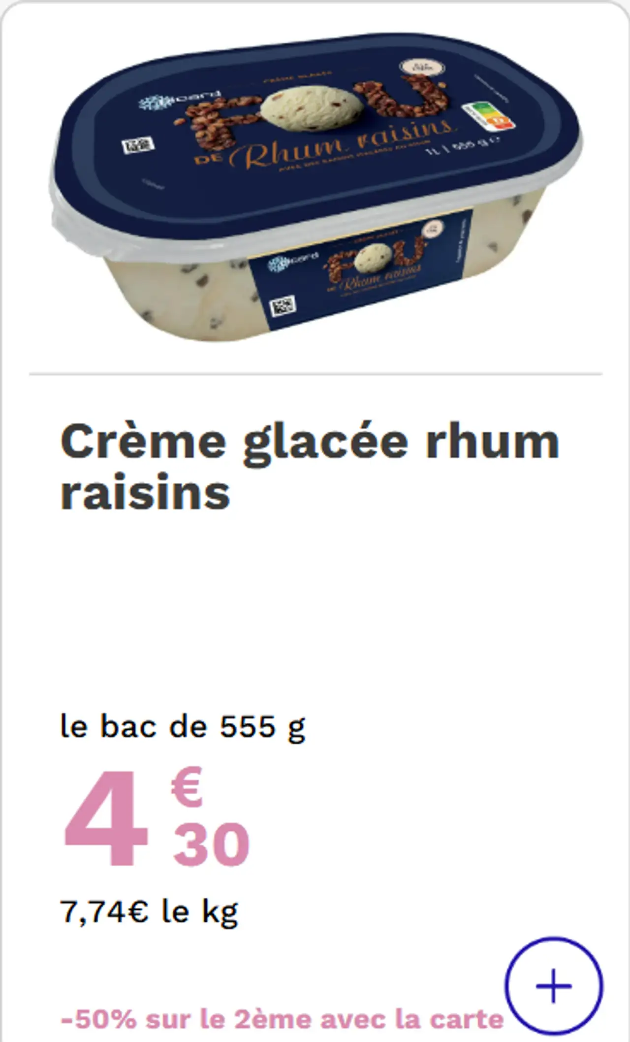 Crème glacée rhum raisins
