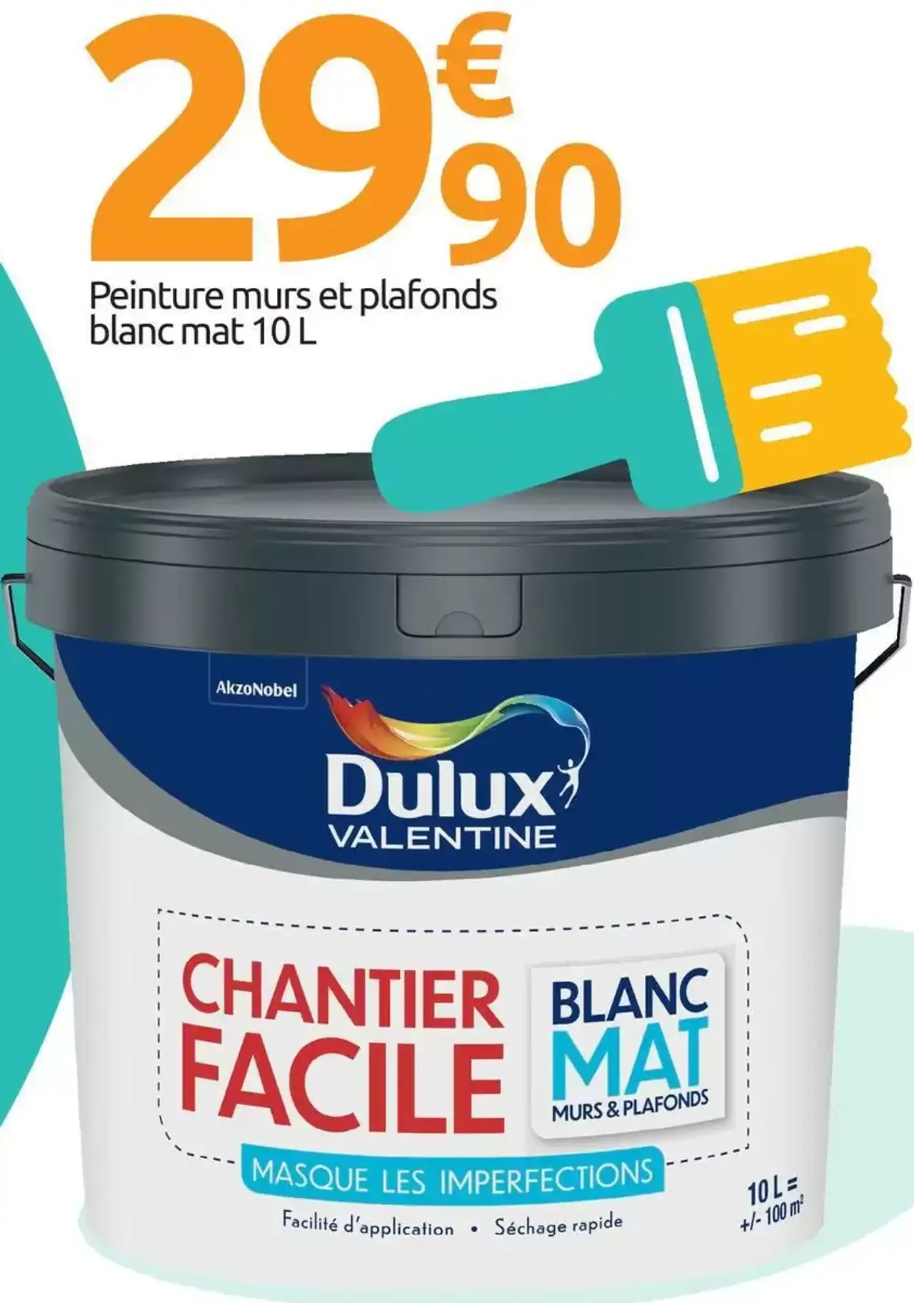 Dulux Valentine Chantier Facile Peinture murs et plafonds blanc mat 10 L