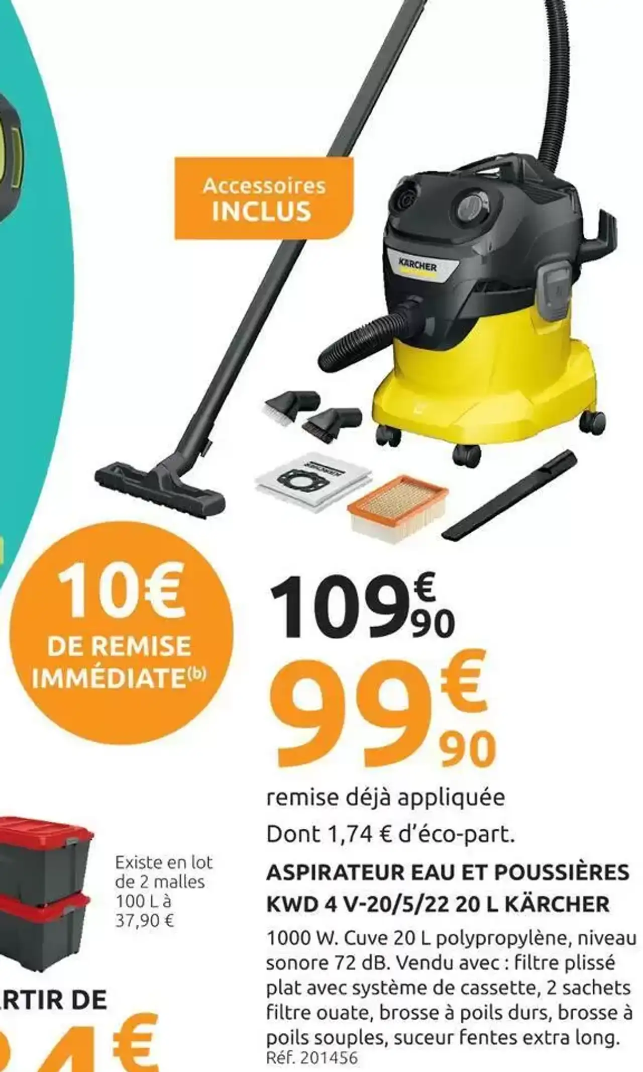 Kärcher Aspirateur eau et poussières KWD 4 V-20/5/22 20 L