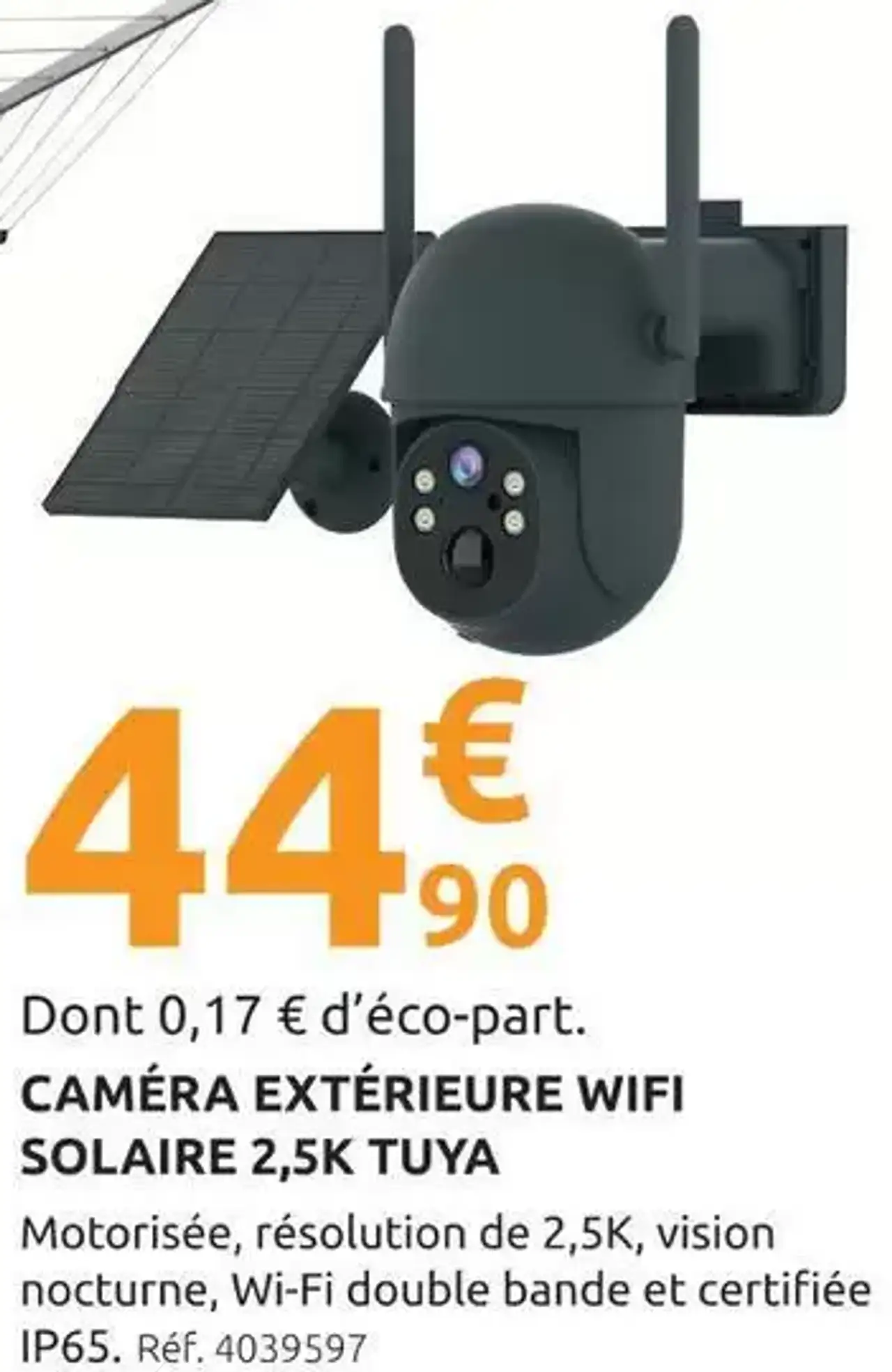 CAMÉRA EXTÉRIEURE WIFI SOLAIRE 2,5K TUYA