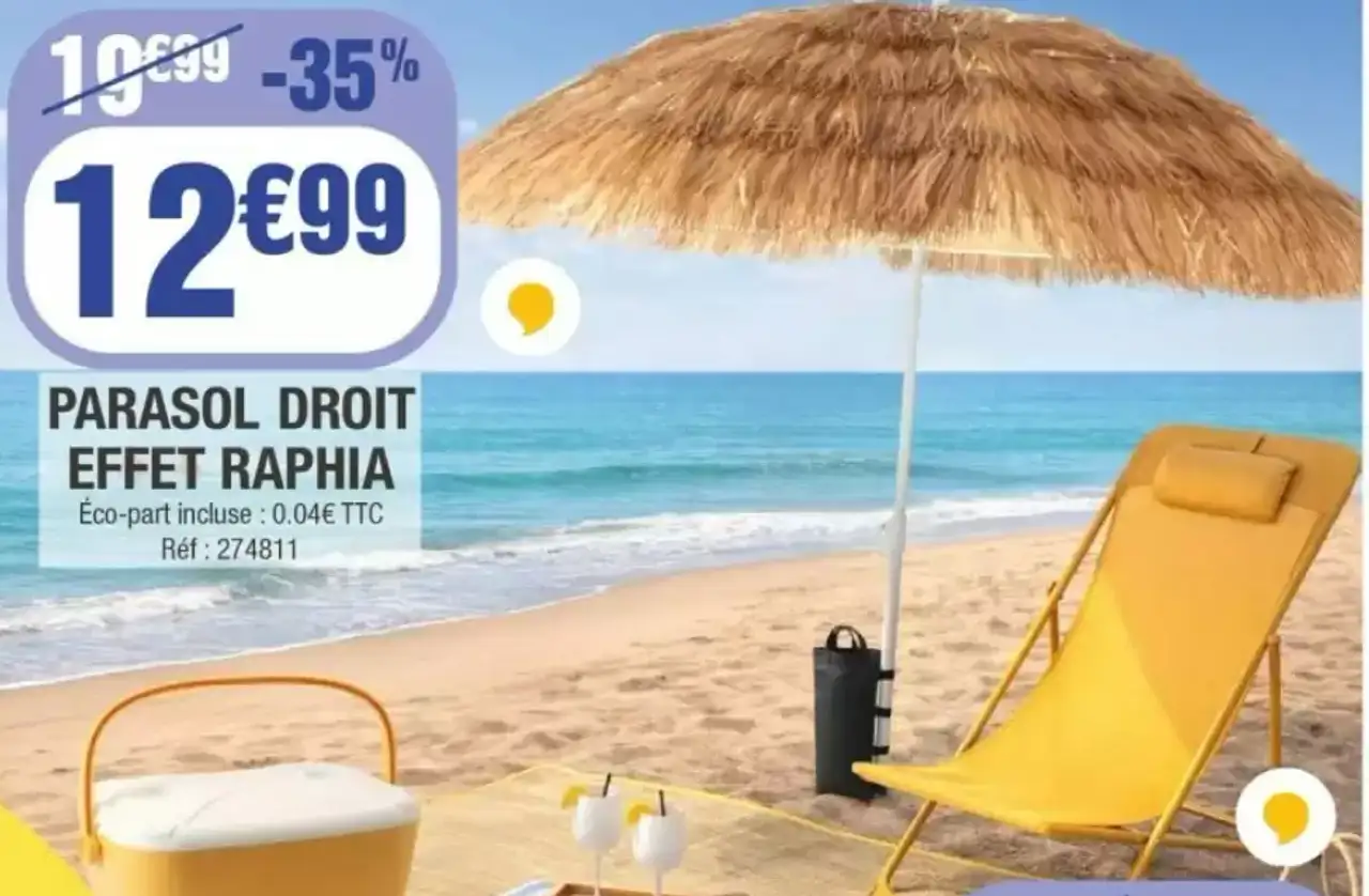 PARASOL DROIT EFFET RAPHIA