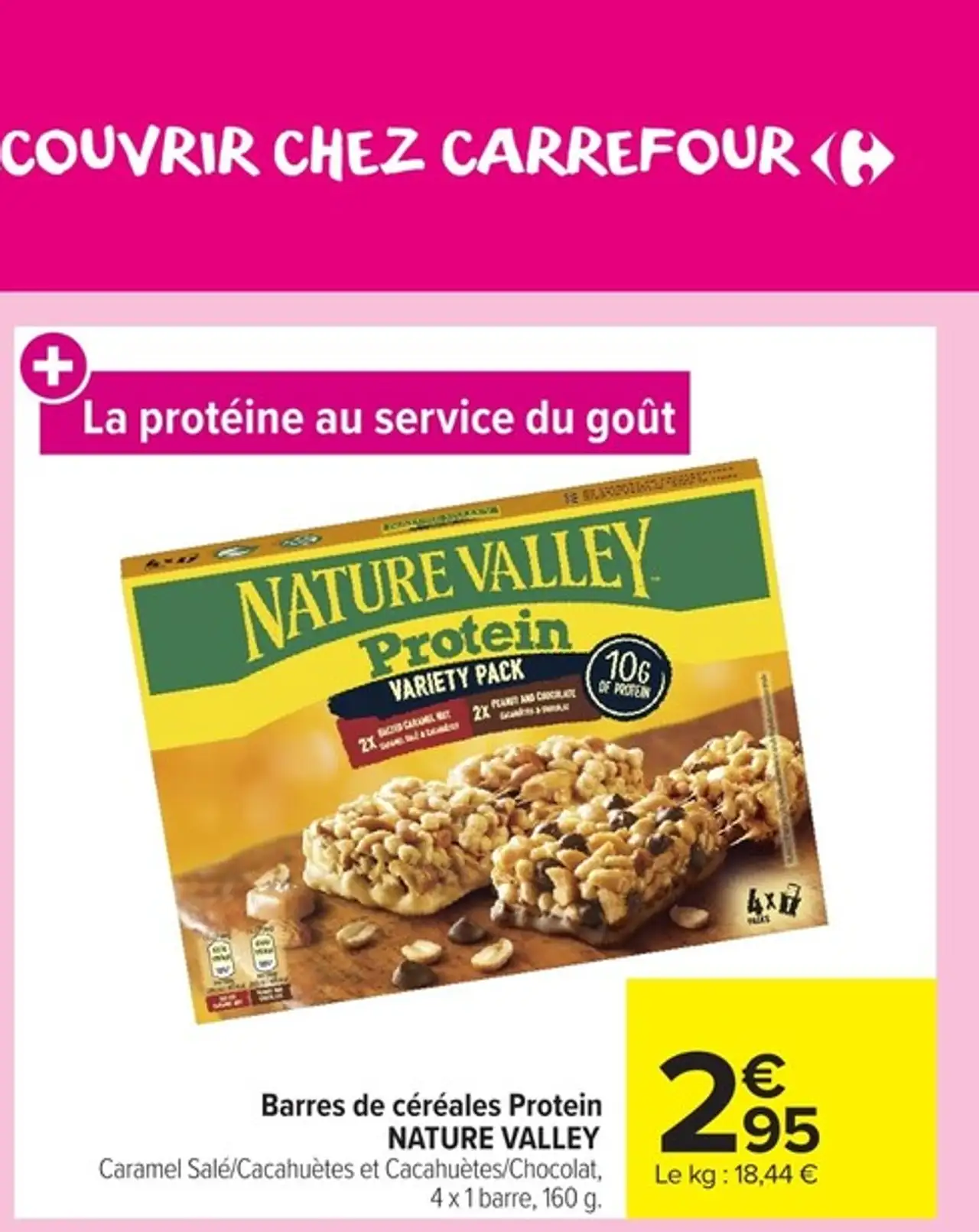 Barres de céréales Protein NATURE VALLEY Caramel Salé/Cacahuètes et Cacahuètes/Chocolat