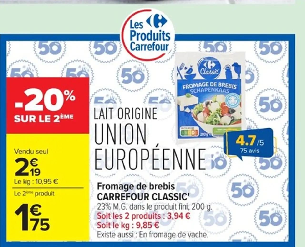 Fromage de brebis CARREFOUR CLASSIC