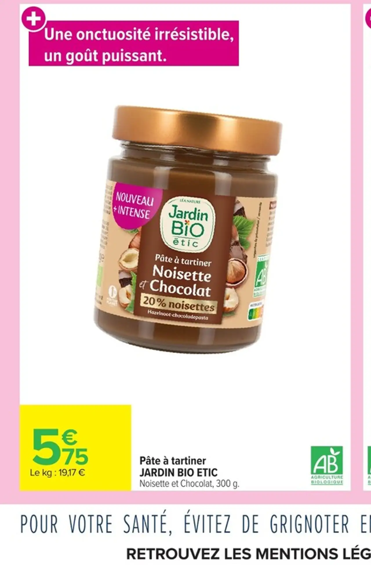 Pâte à tartiner JARDIN BIO ETIC Noisette et Chocolat