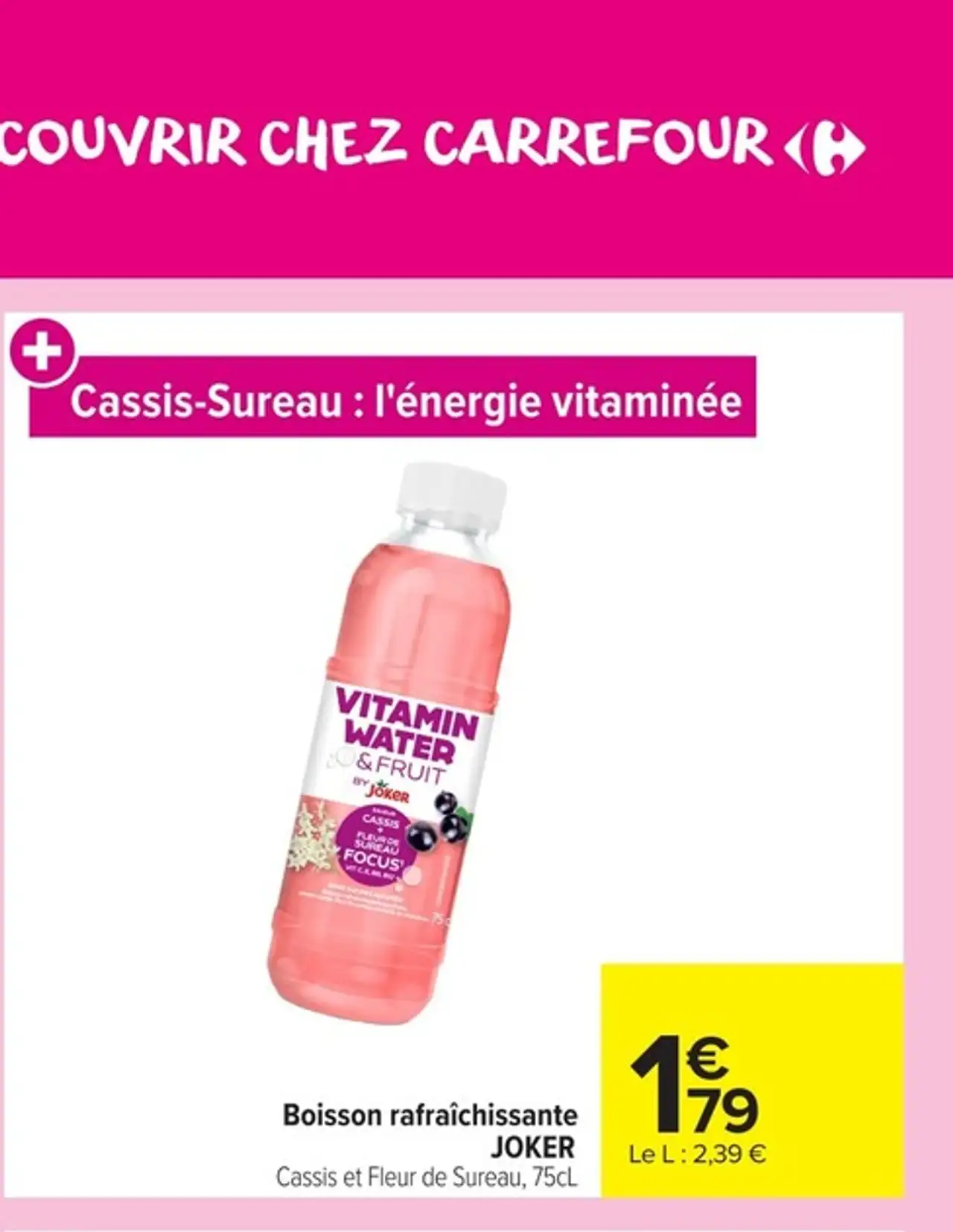Boisson rafraîchissante JOKER Cassis et Fleur de Sureau, 75cL