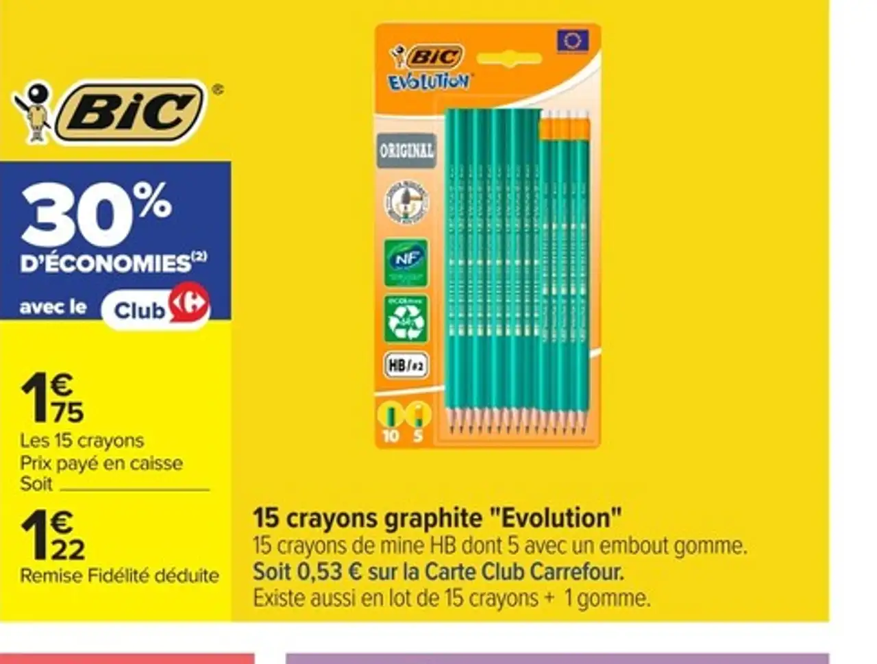 15 crayons graphite "Evolution" Bic