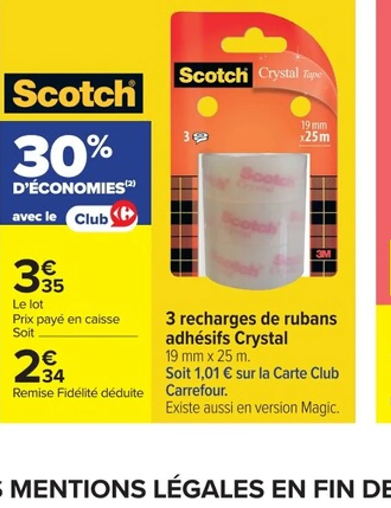 Scotch 3 recharges de rubans adhésifs Crystal