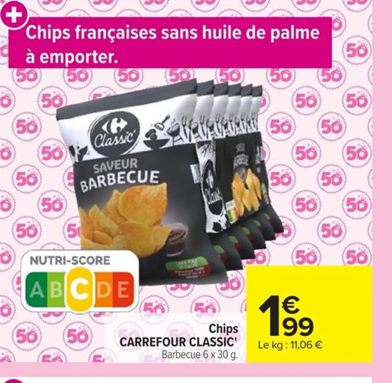 Chips CARREFOUR CLASSIC' Barbecue 6 x 30 g.