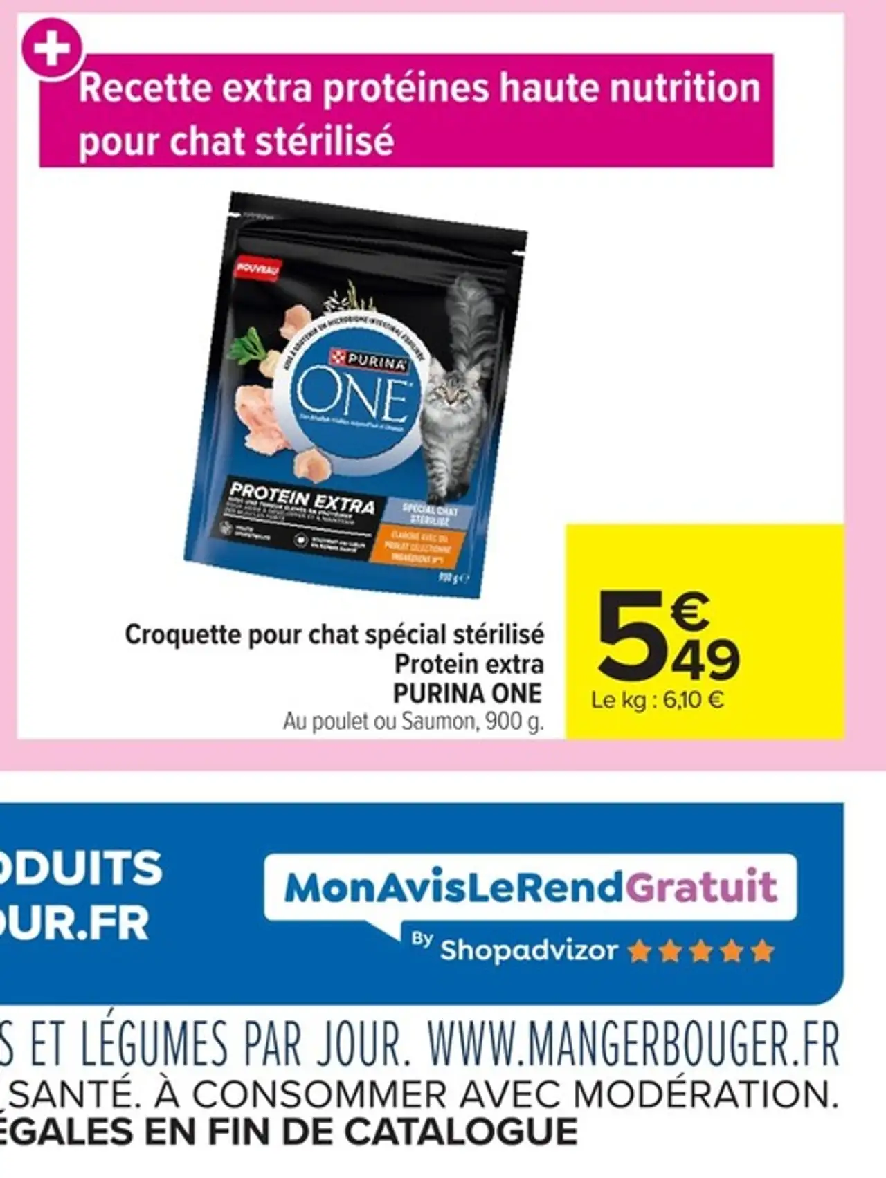 Croquette pour chat spécial stérilisé Protein extra PURINA ONE