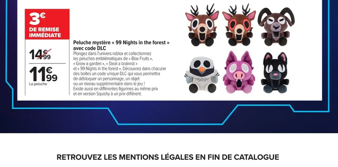 Peluche mystère « 99 Nights in the forest » avec code DLC