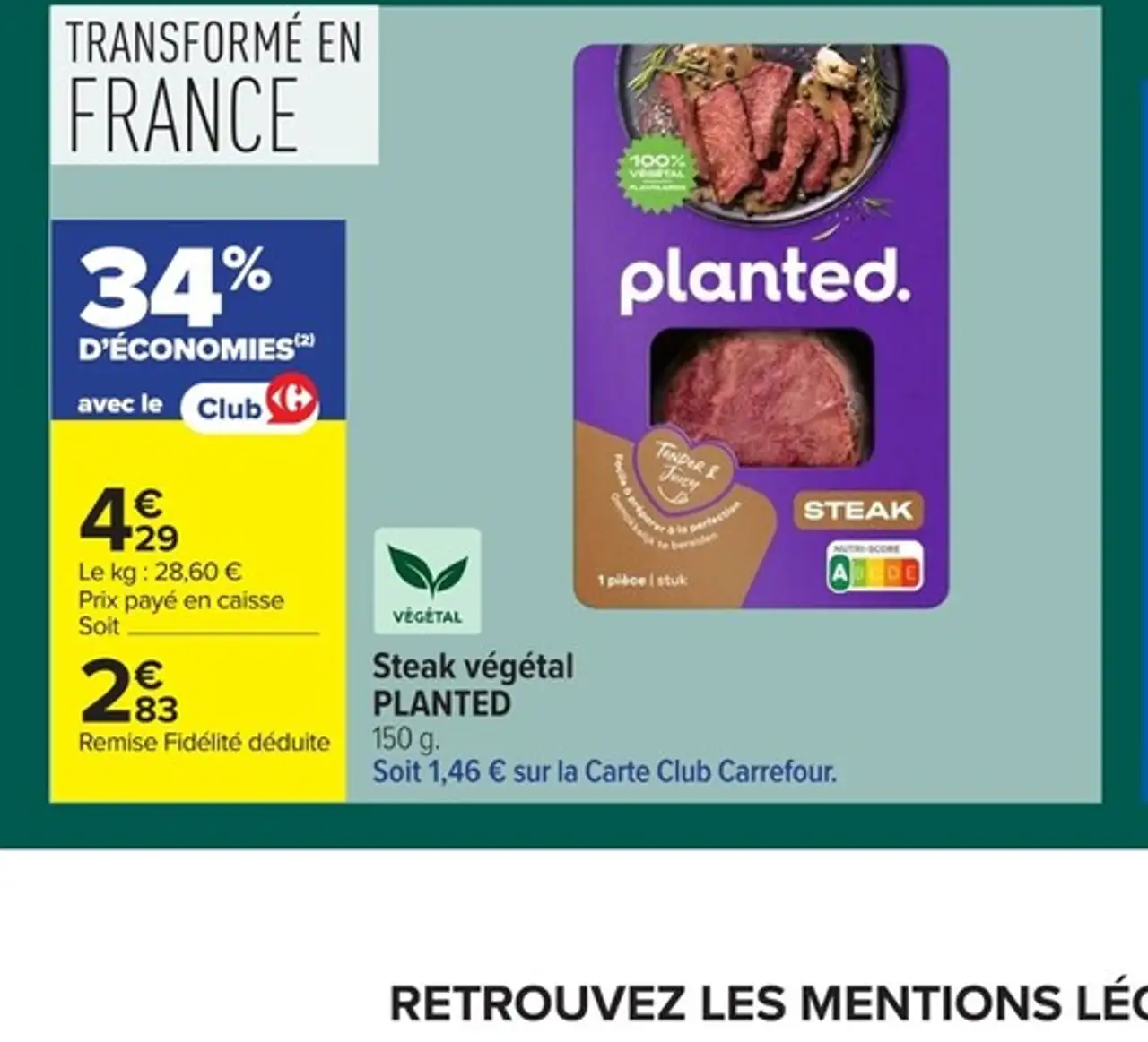 Steak végétal PLANTED