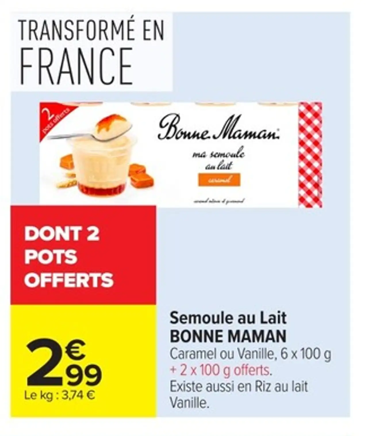 Semoule au Lait BONNE MAMAN