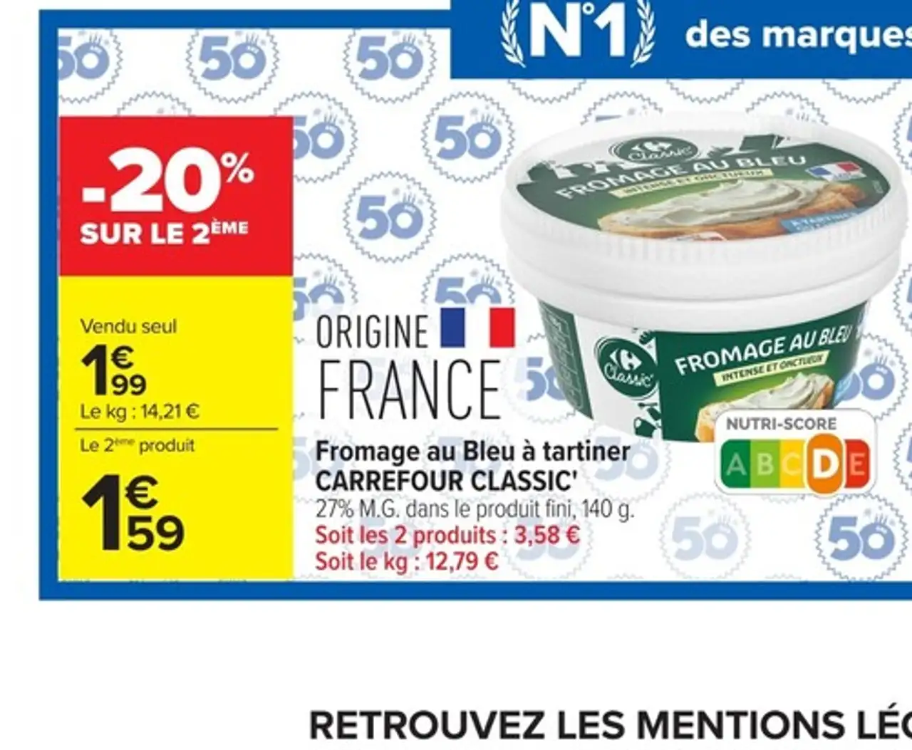 Fromage au Bleu à tartiner CARREFOUR CLASSIC'
