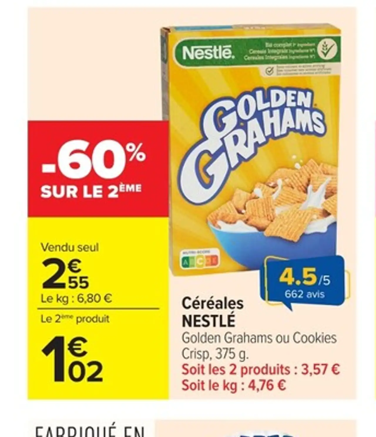 Céréales NESTLÉ Golden Grahams ou Cookies Crisp