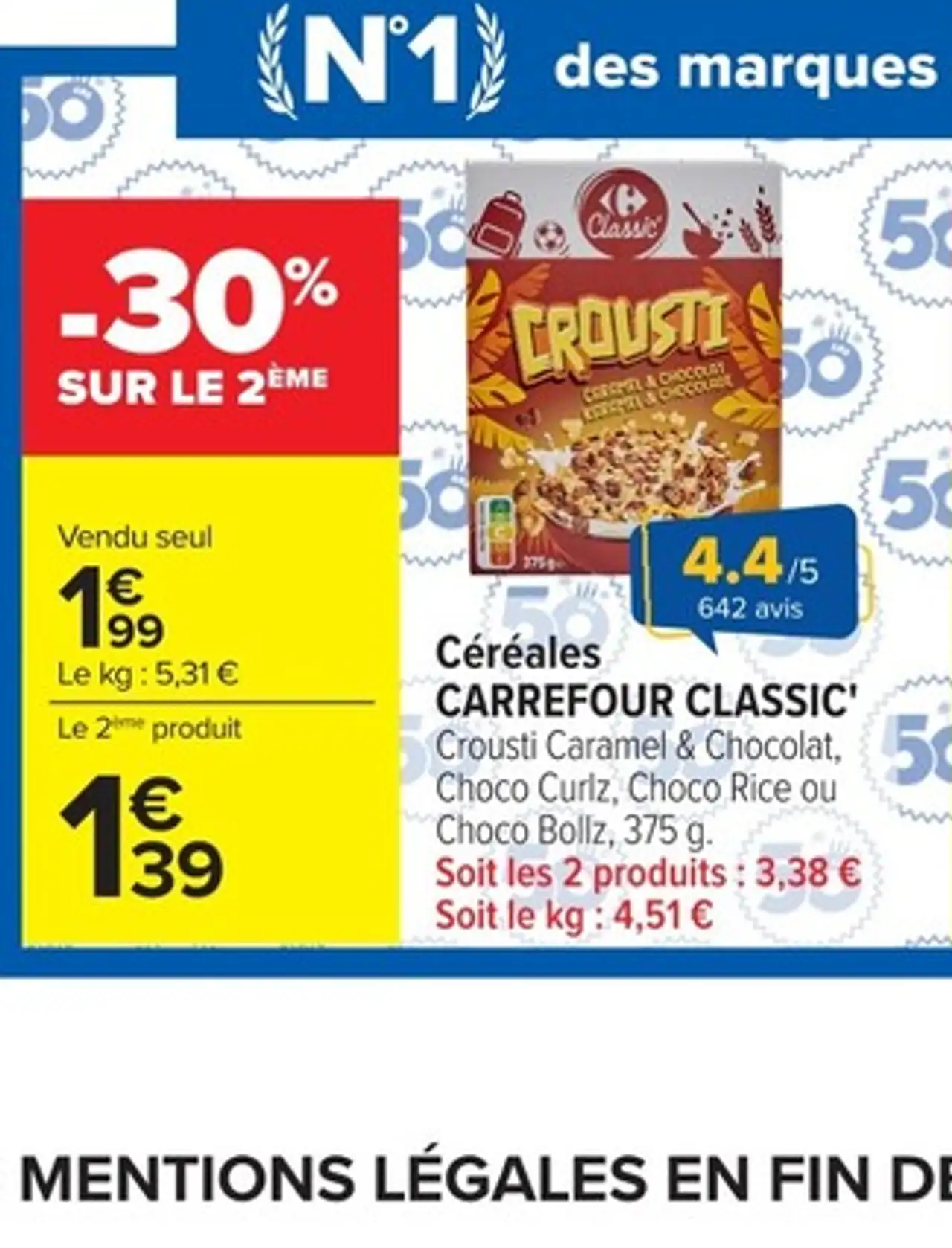Céréales CARREFOUR CLASSIC' Crousti Caramel & Chocolat