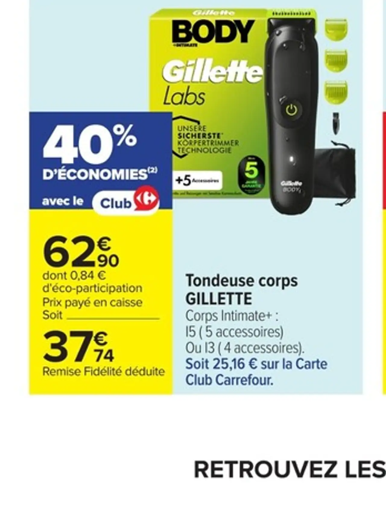 Tondeuse corps GILLETTE Corps Intimate+