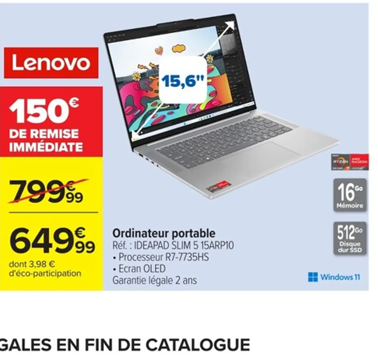 Ordinateur portable Lenovo IDEAPAD SLIM 5 15ARP10