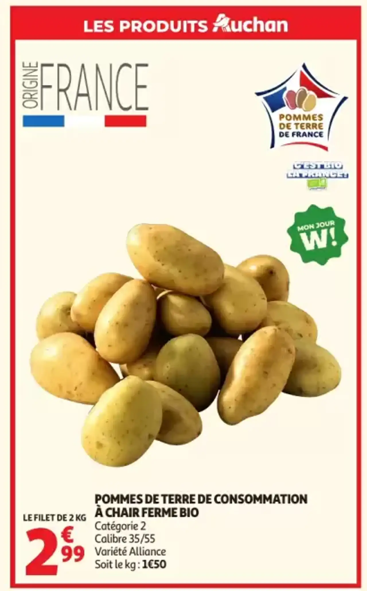 Pommes de terre de consommation à chair ferme bio