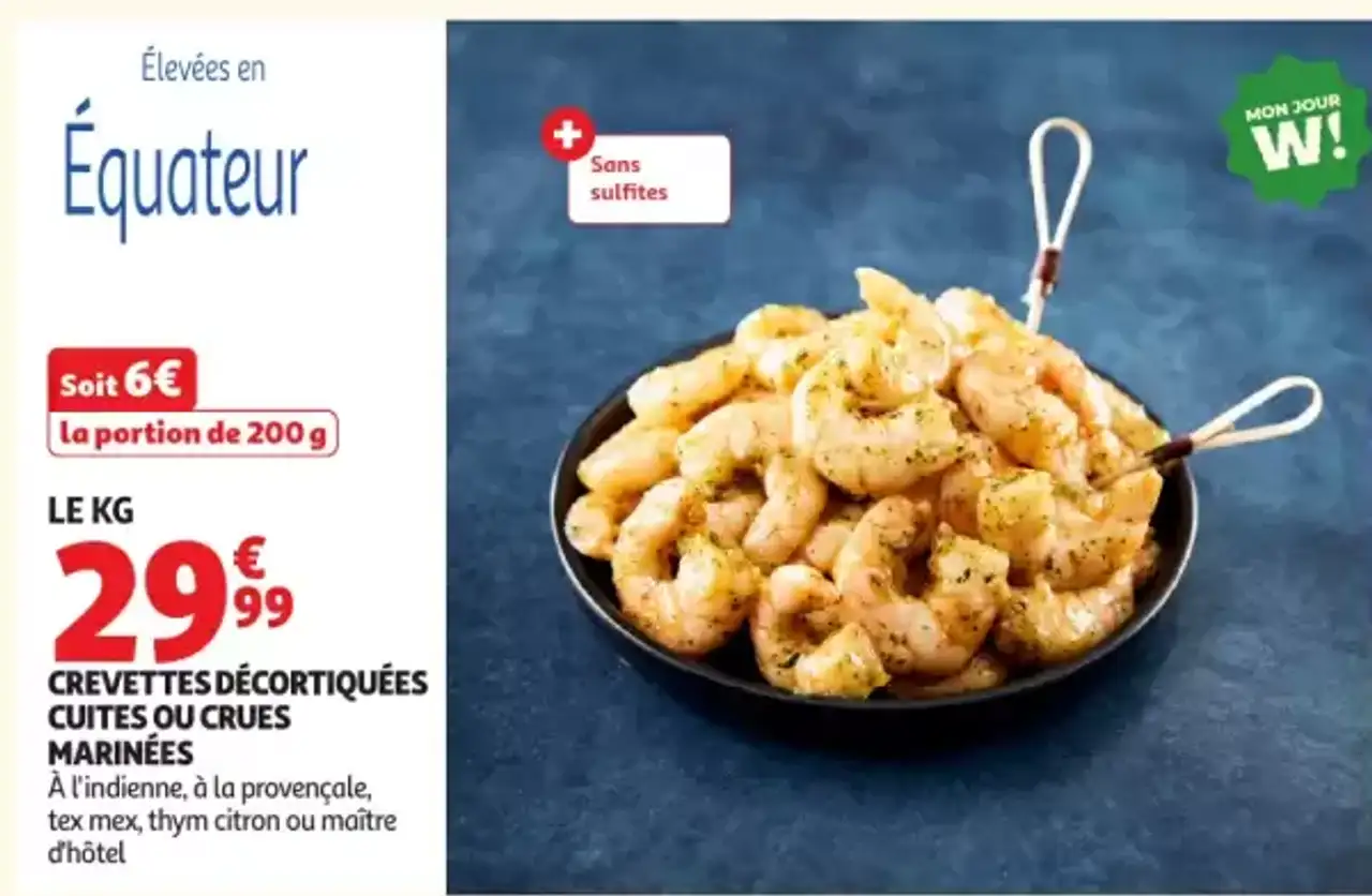 CREVETTES DÉCORTIQUÉES CUITES OU CRUES MARINÉES