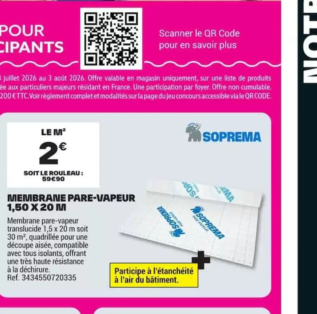 Soprema Membrane pare-vapeur 1,50 x 20 m