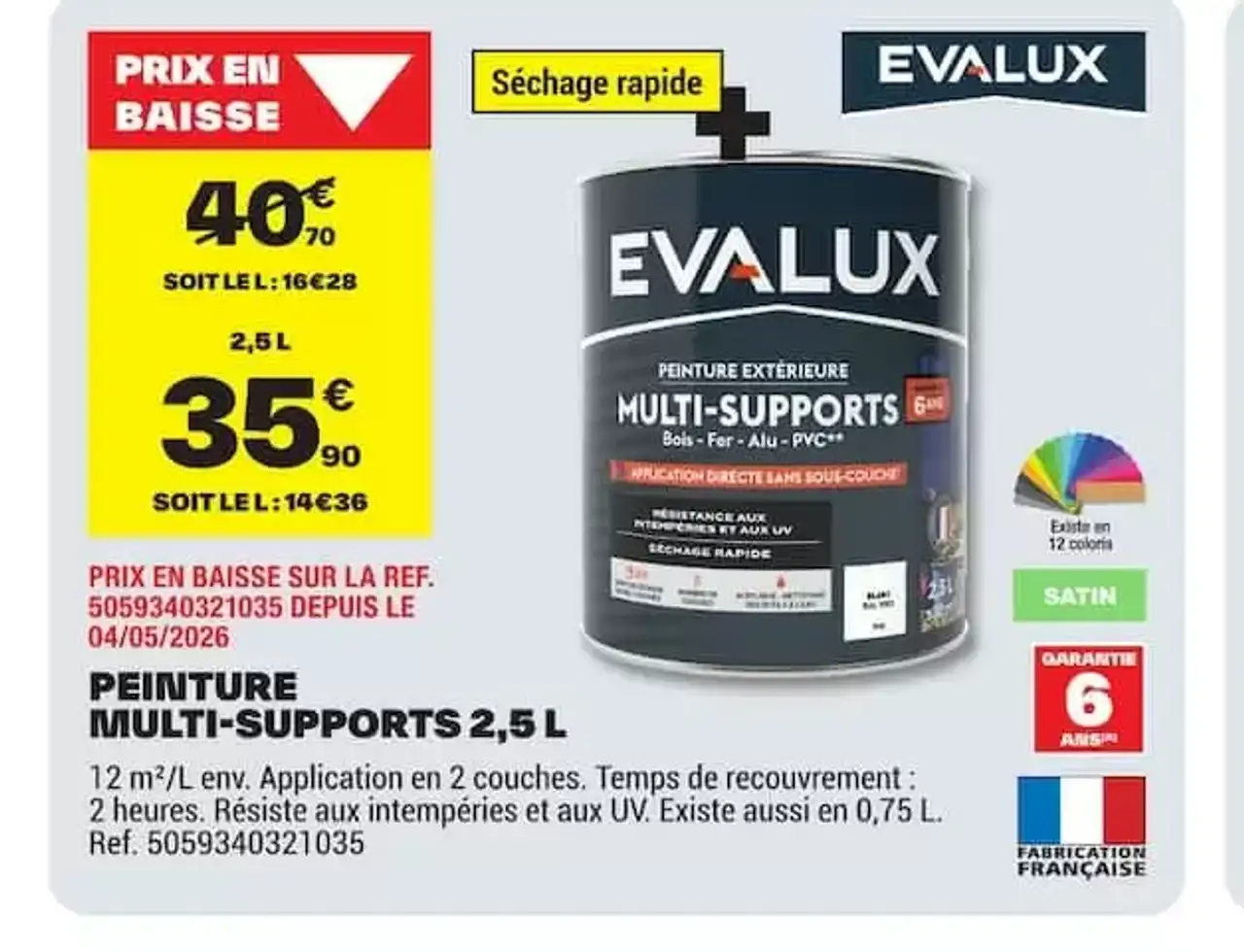 EVALUX PEINTURE MULTI-SUPPORTS 2,5 L
