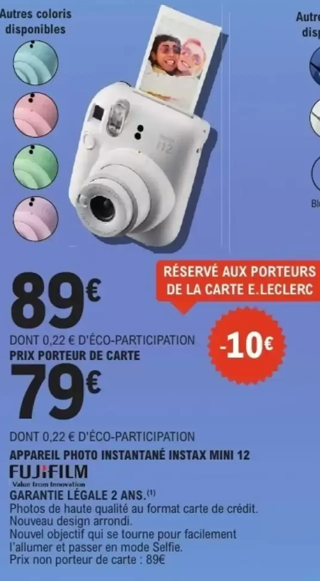 FUJIFILM APPAREIL PHOTO INSTANTANÉ INSTAX MINI 12