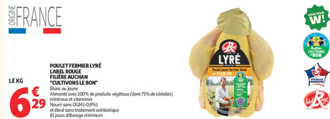 POULET FERMIER LYRÉ LABEL ROUGE FILIÈRE AUCHAN