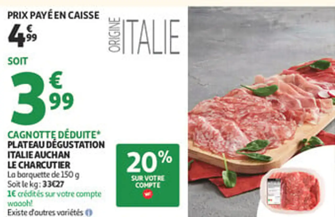 Plateau dégustation Italie Auchan Le Charcutier