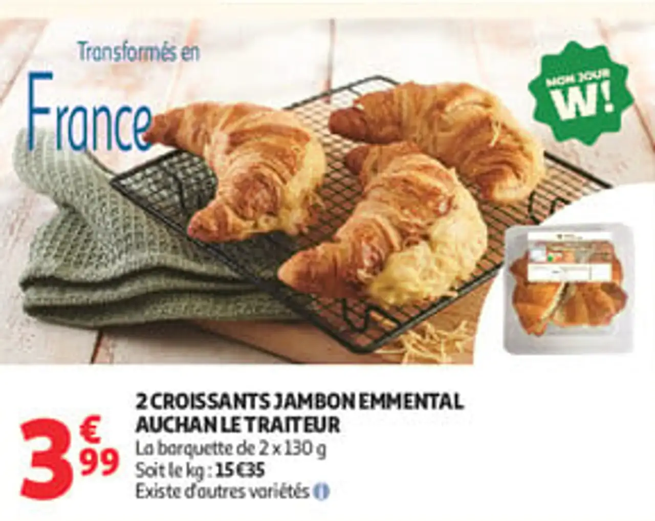 2 croissants jambon emmental Auchan Le Traiteur