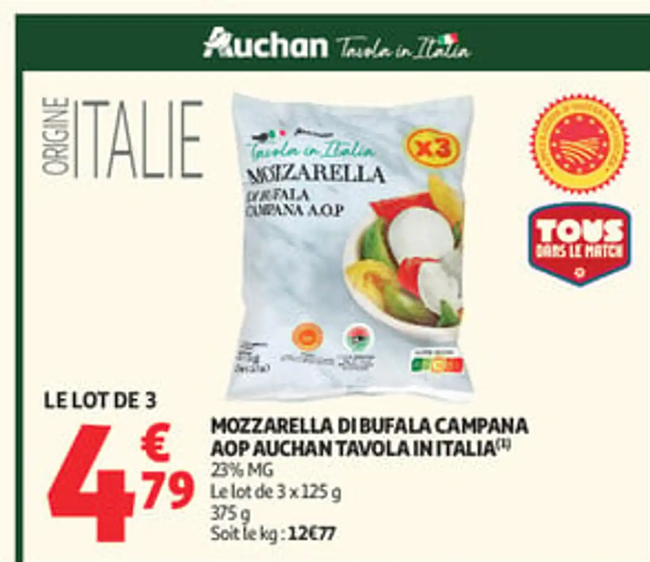 Mozzarella di bufala campana AOP Auchan Tavola in Italia