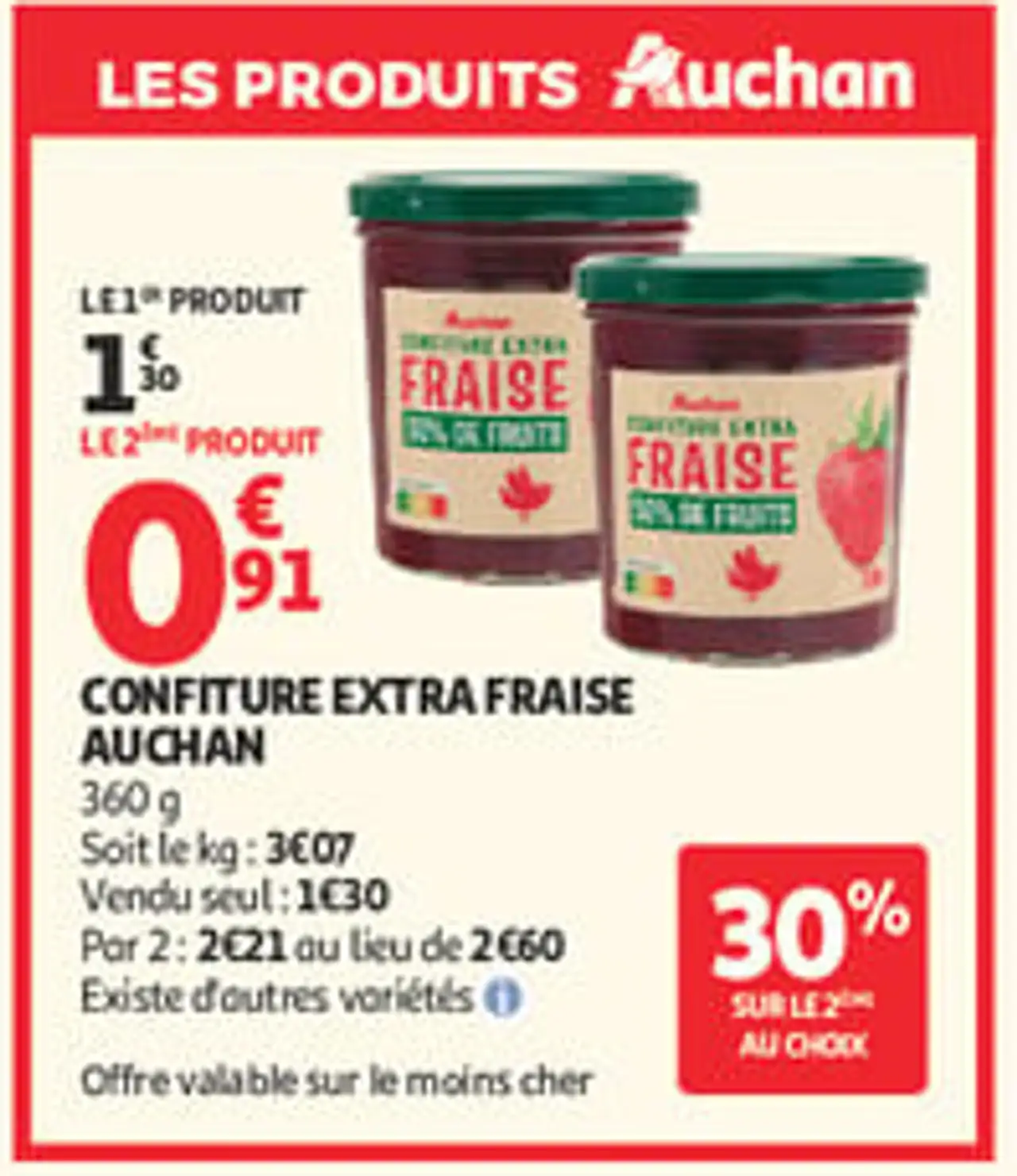 Confiture extra fraise Auchan