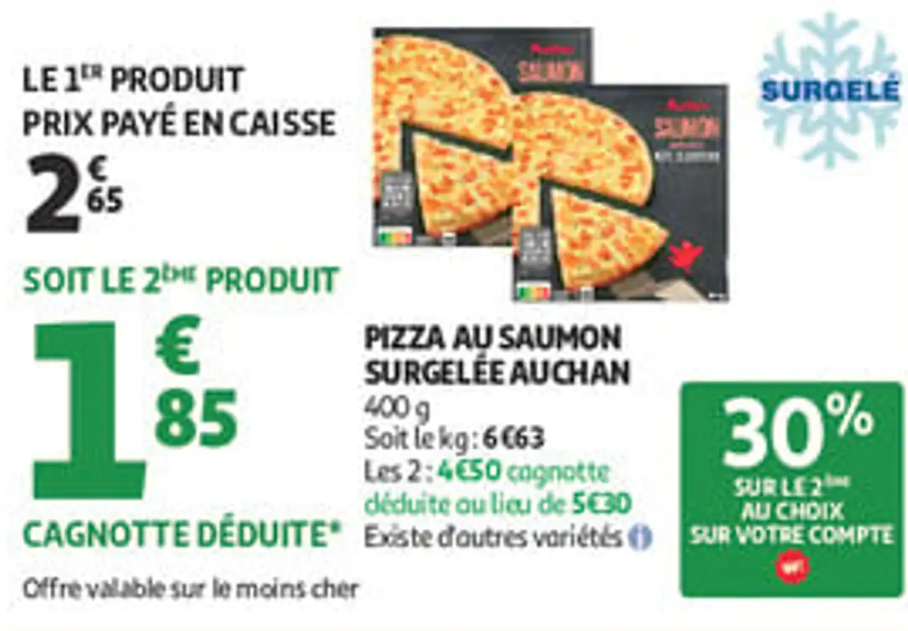 PIZZA AU SAUMON SURGELÉE AUCHAN