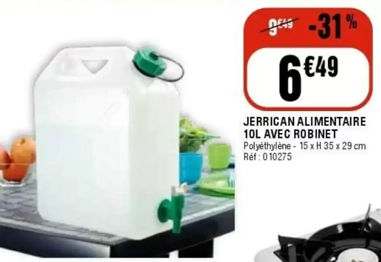 JERRICAN ALIMENTAIRE 10L AVEC ROBINET