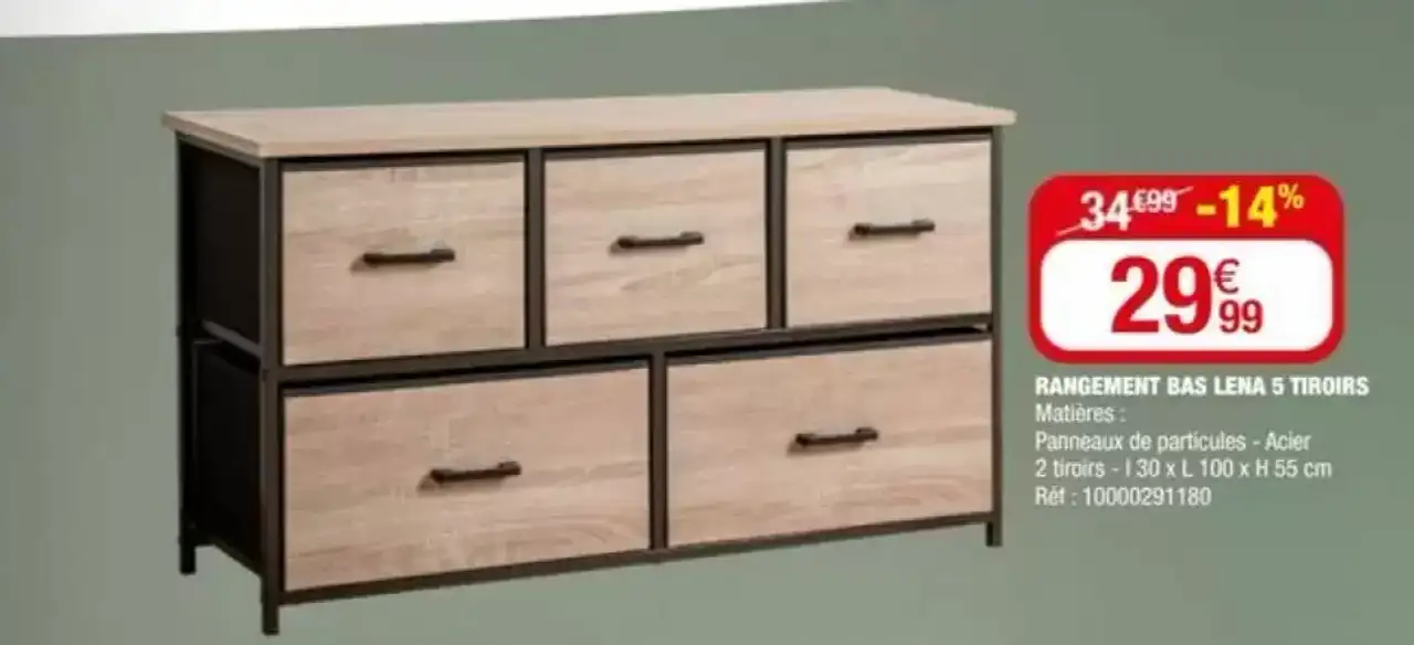 RANGEMENT BAS LENA 5 TIROIRS