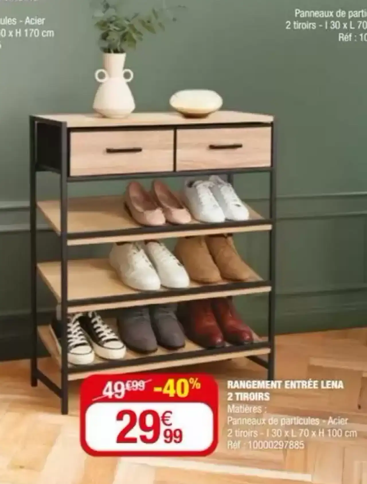 RANGEMENT ENTRÉE LENA 2 TIROIRS