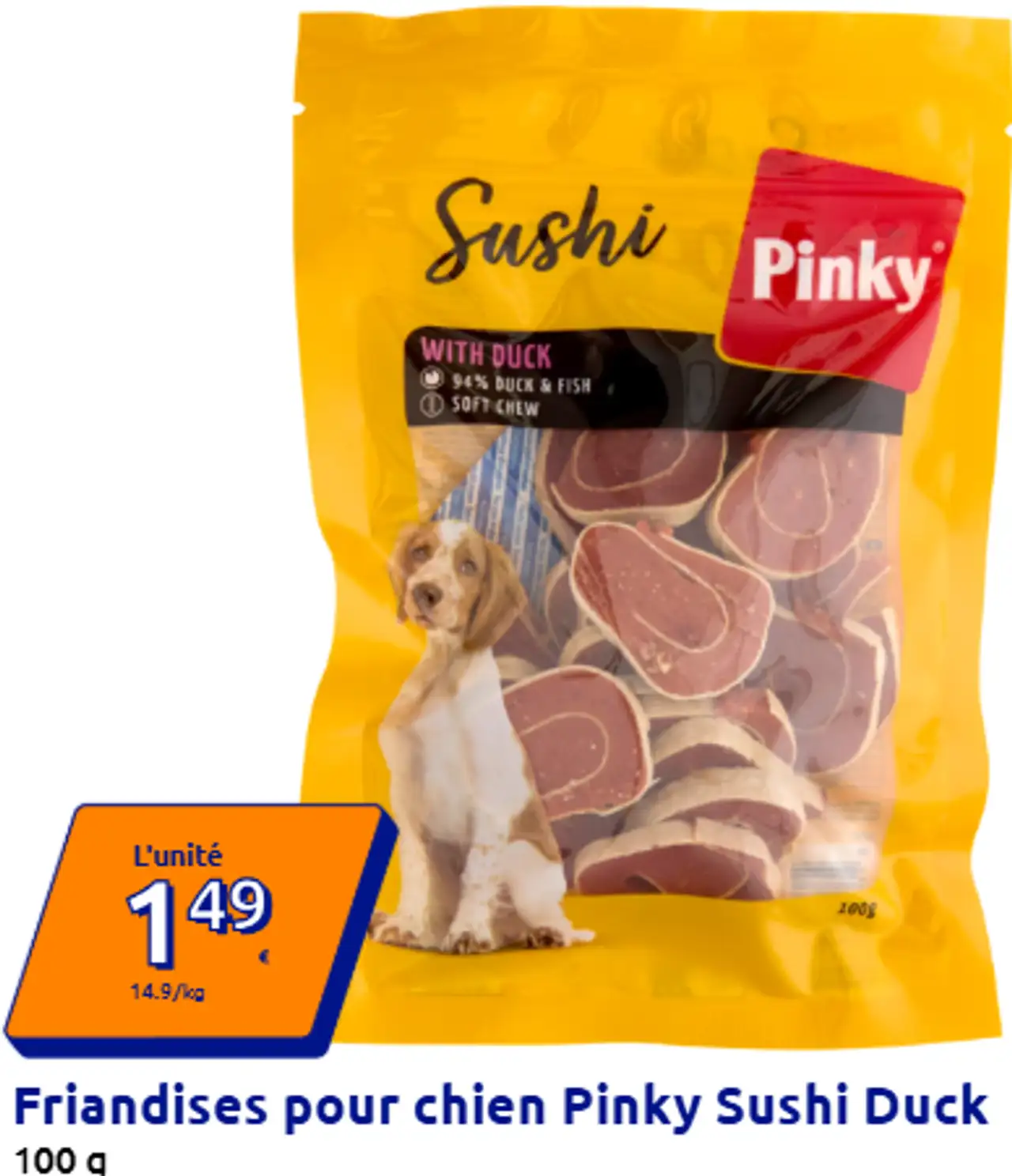 Friandises pour chien Pinky Sushi Duck 100 g