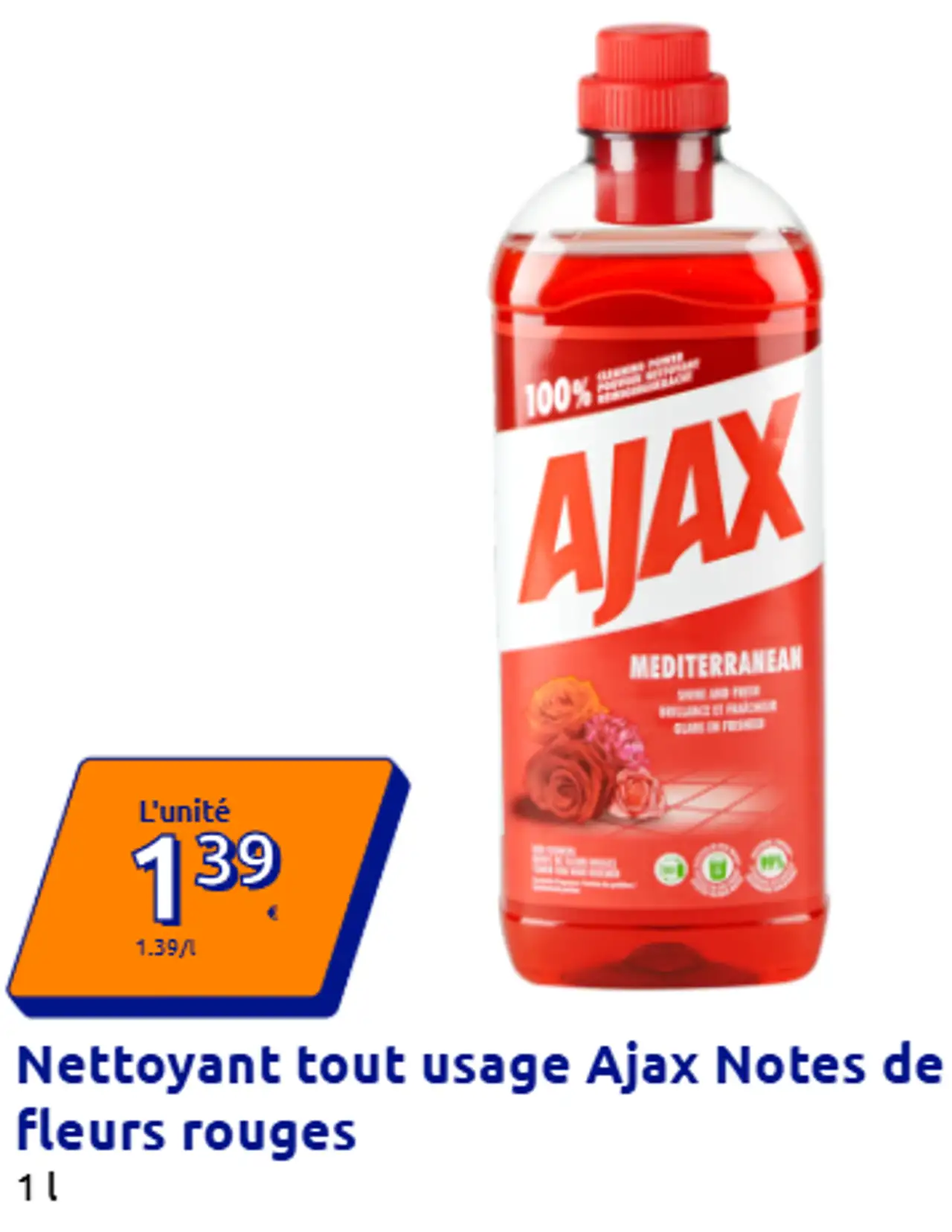 Nettoyant tout usage Ajax Notes de fleurs rouges