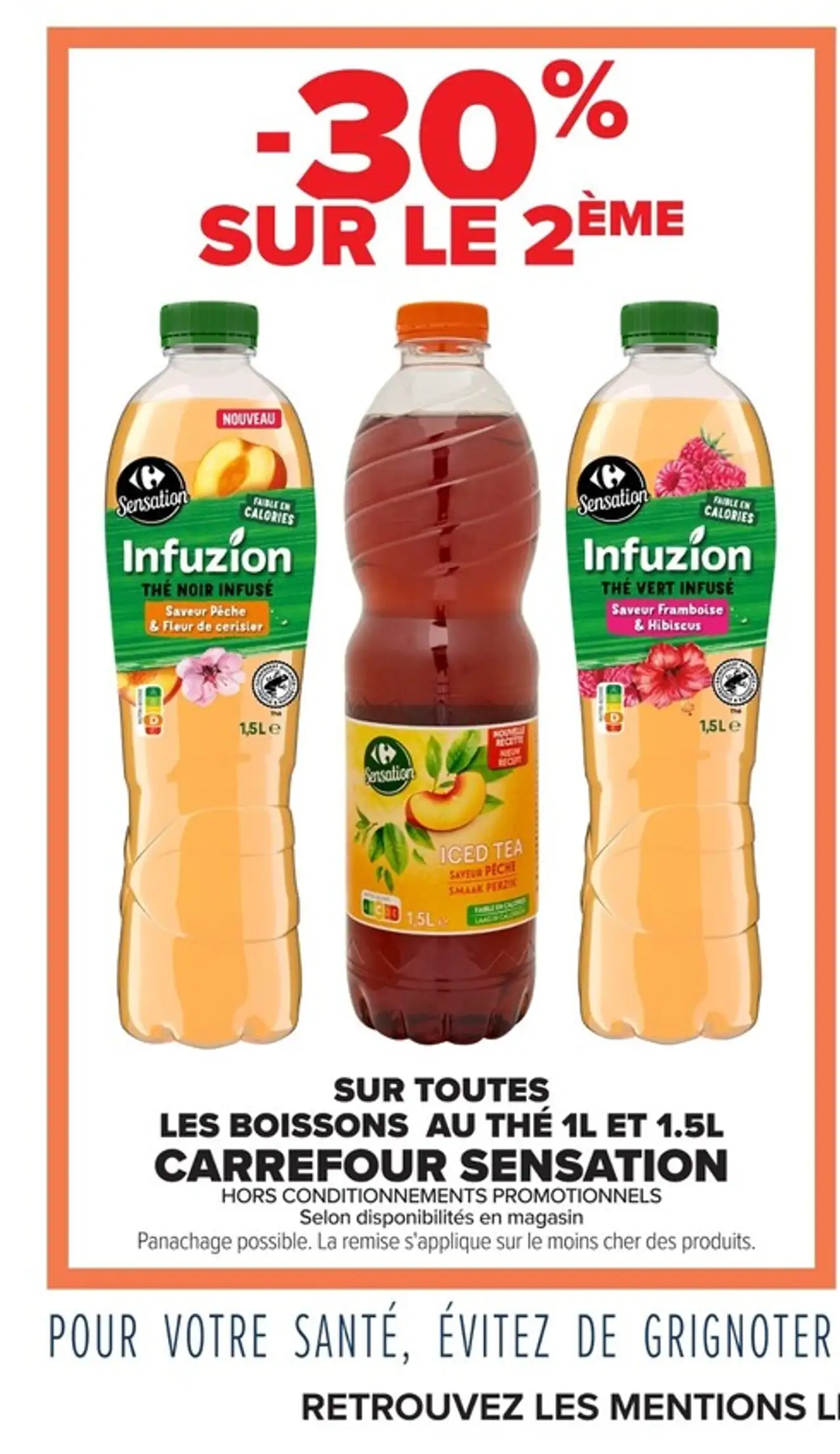 Les boissons au thé 1L et 1.5L Carrefour Sensation