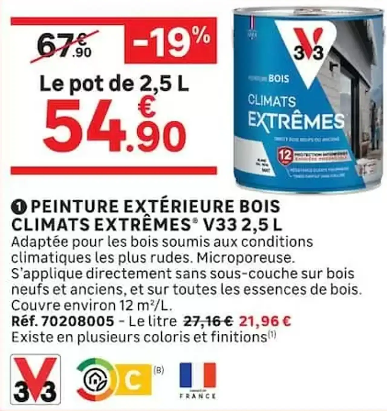 Peinture Extérieure Bois Climats Extrêmes V33 2,5 L