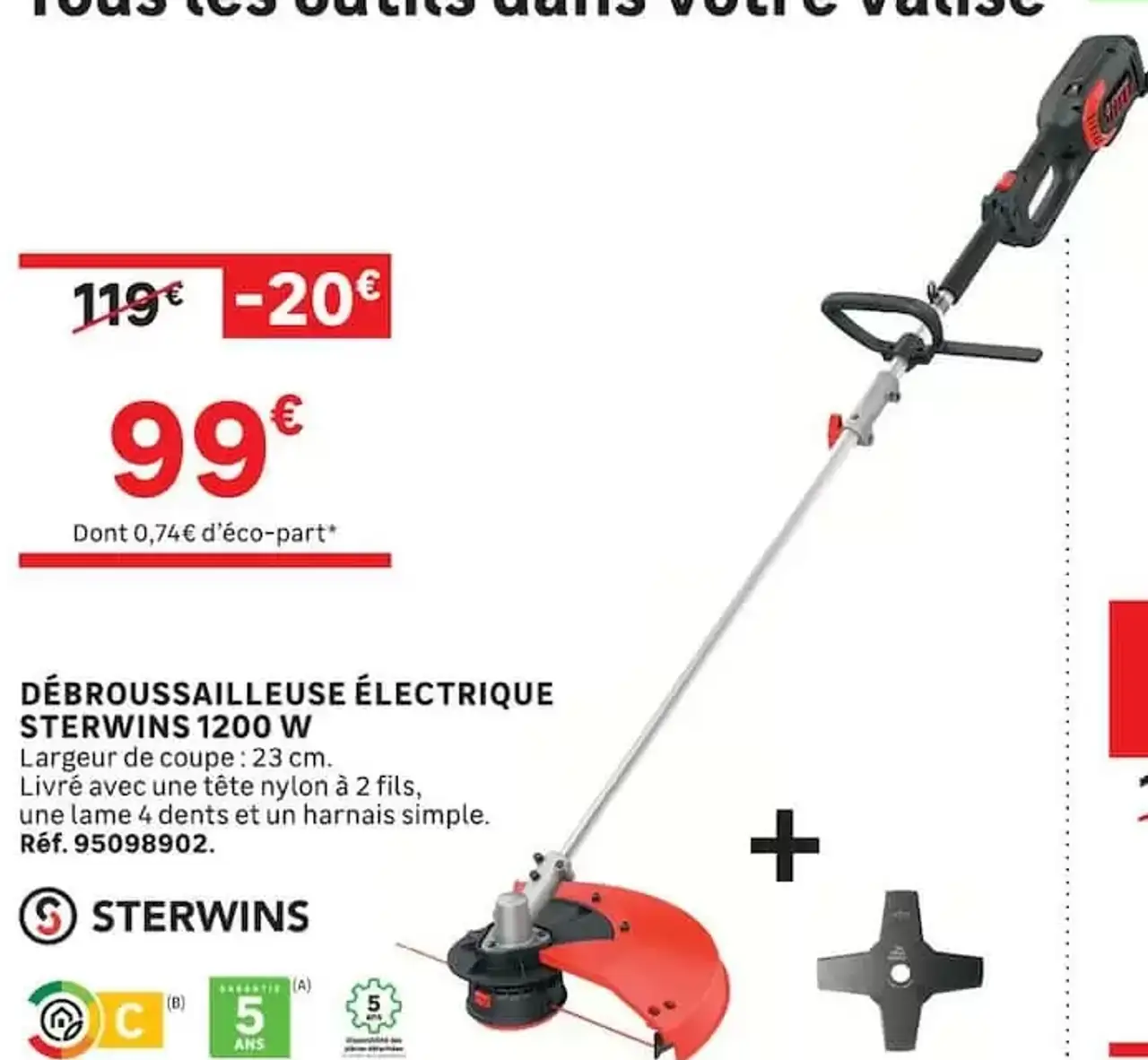 DÉBROUSSAILLEUSE ÉLECTRIQUE STERWINS 1200 W