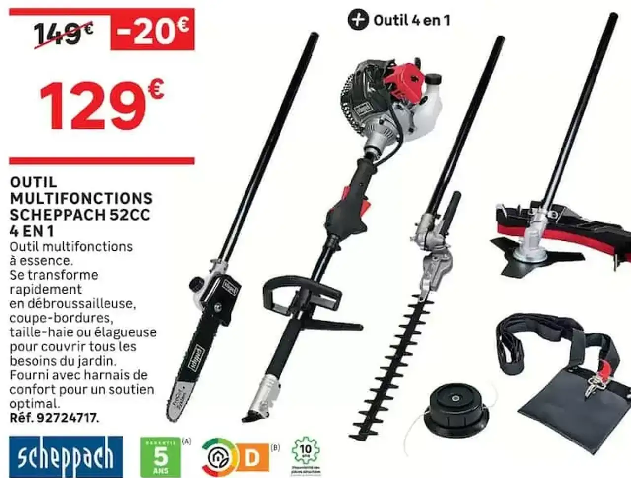 OUTIL MULTIFONCTIONS SCHEPPACH 52CC 4 EN 1