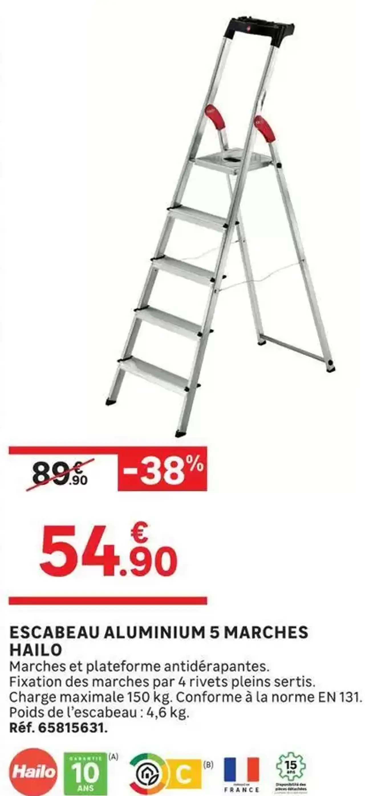 ESCABEAU ALUMINIUM 5 MARCHES HAILO
