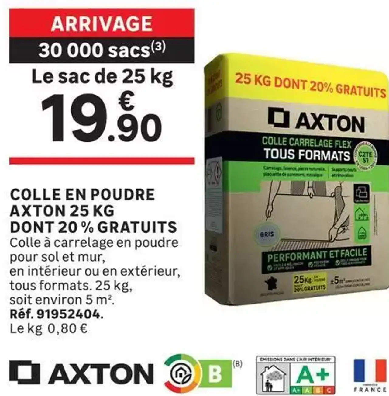 COLLE EN POUDRE AXTON 25 KG DONT 20 % GRATUITS