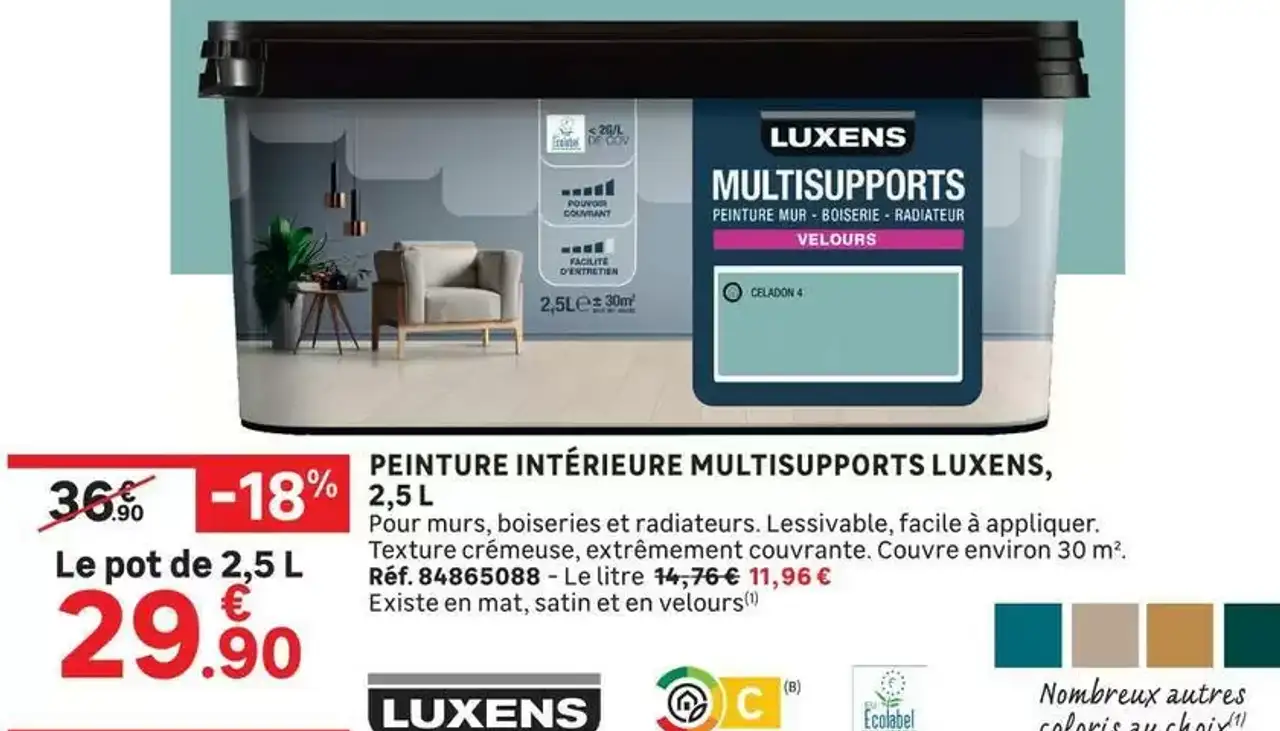 PEINTURE INTÉRIEURE MULTISUPPORTS LUXENS, 2,5 L