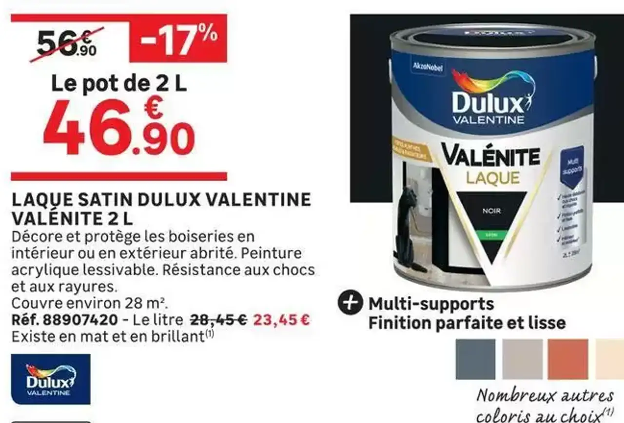 LAQUE SATIN DULUX VALENTINE VALÉNITE 2 L