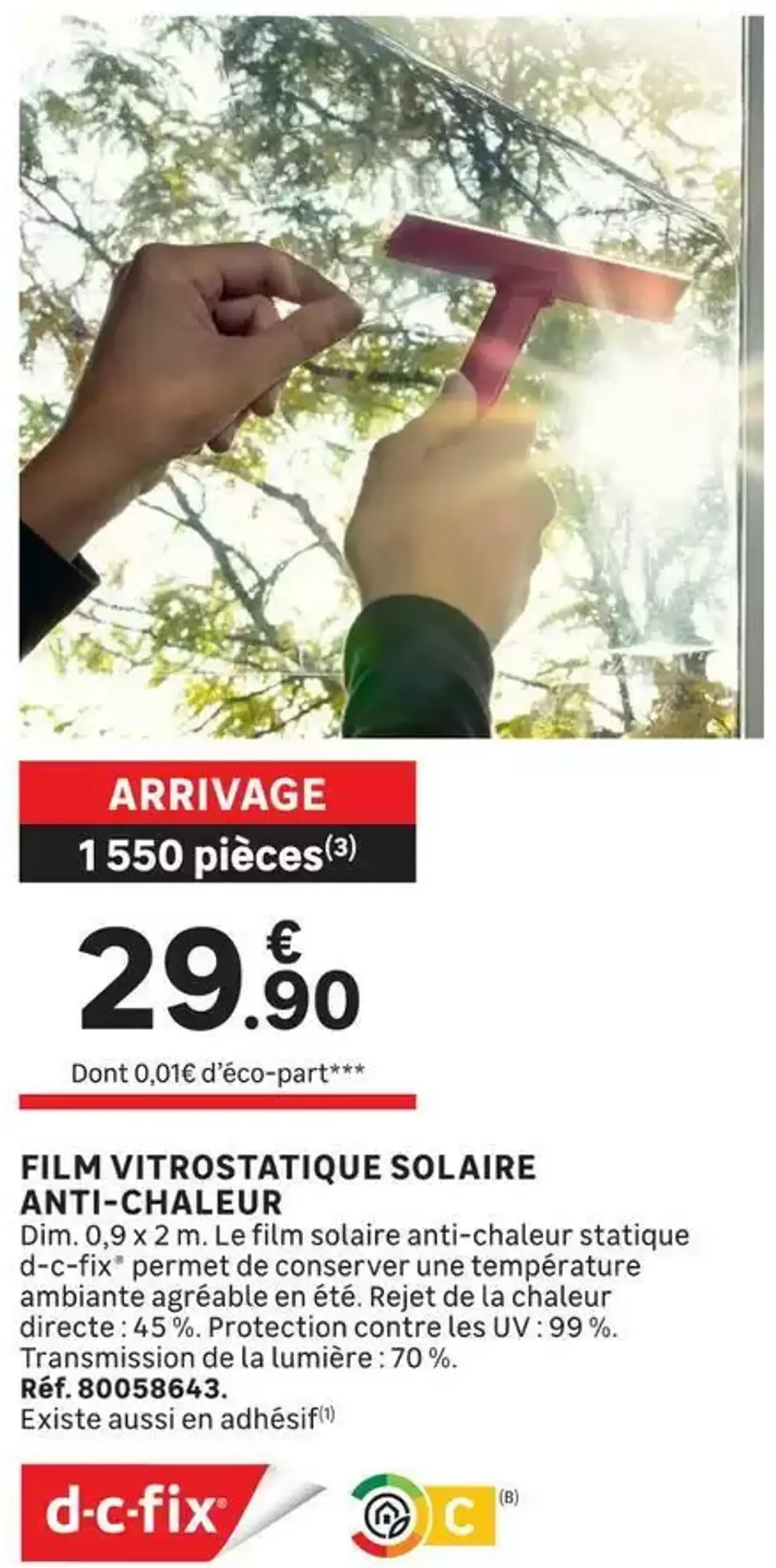 FILM VITROSTATIQUE SOLAIRE ANTI-CHALEUR d-c-fix