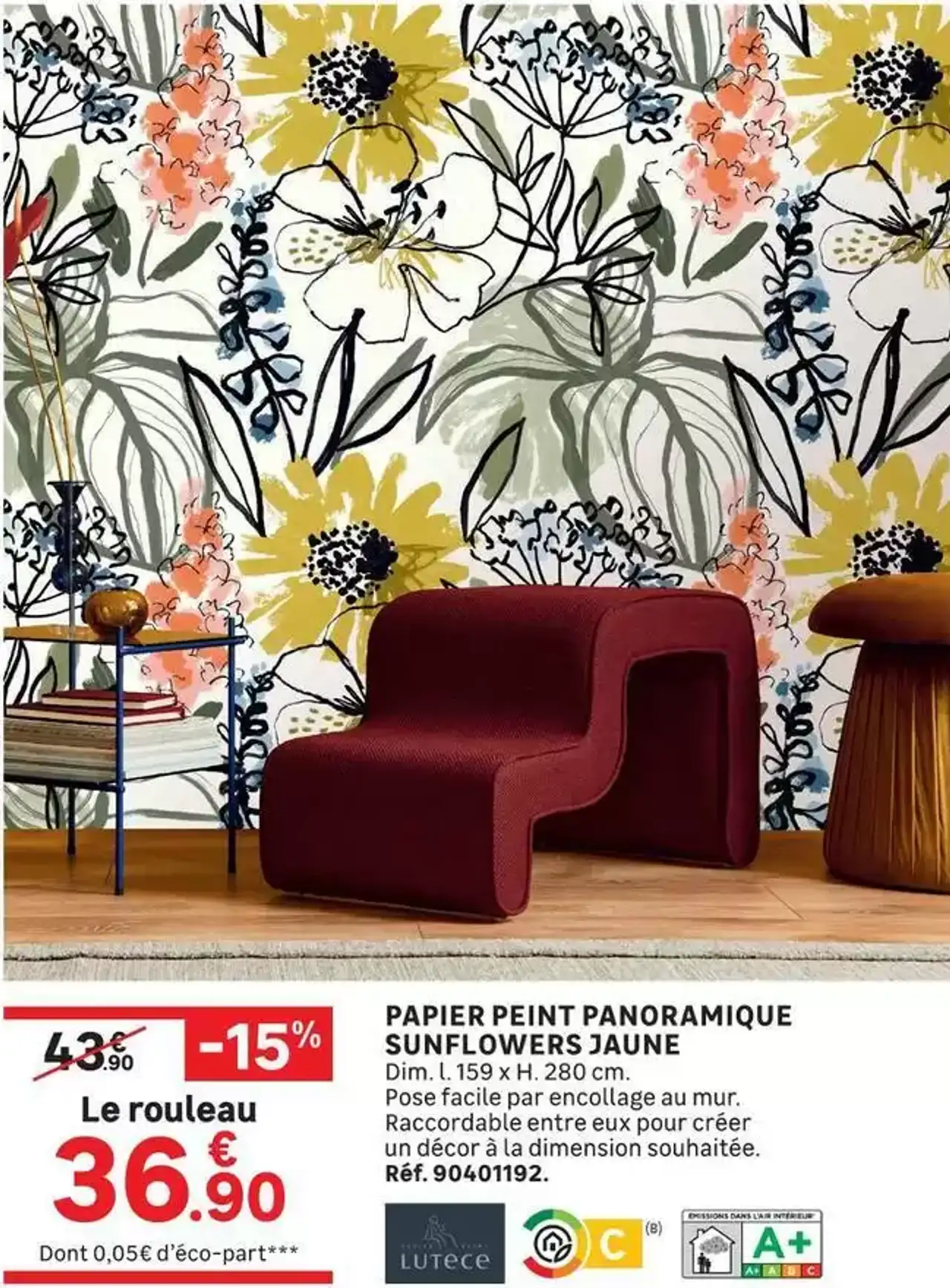 PAPIER PEINT PANORAMIQUE SUNFLOWERS JAUNE