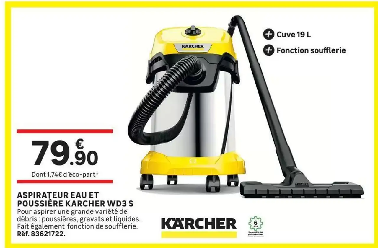 Aspirateur eau et poussière Kärcher WD3 S